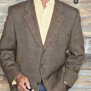 Corneliani Made in Italy Wool Cashmere Windowpane Dual Vent Jacket Blazer 42L